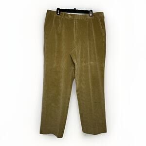 Emidio Tucci Corduroy Pants Men 37x27 Tan Pleated Trousers Made in Spain VTG 50